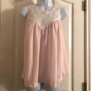 2/$15 Antique 1960s Pink & Lace Top